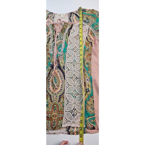 Anthropologie peasant neutral lace mixed media chiffon layering boho blouse S - Picture 6 of 7